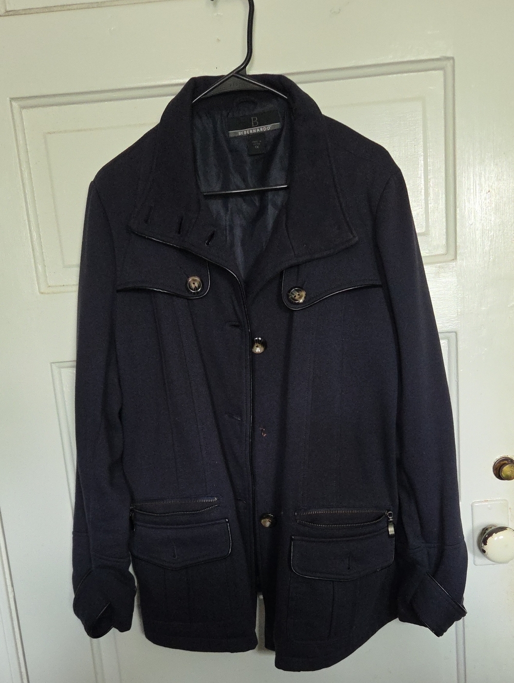 Black Women's Military-Style Wool Blend Jacket